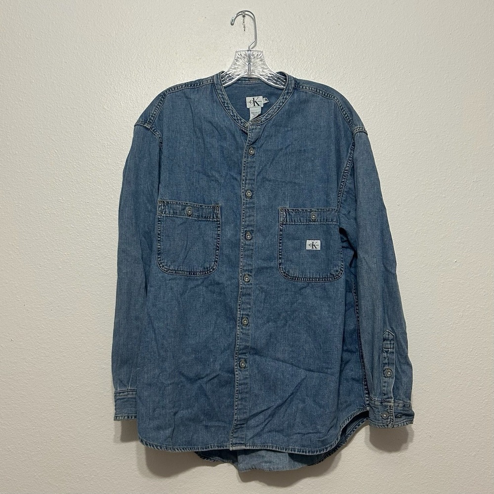 Calvin Klein Jeans Denim Long Sleeve Button Up Shirt Womens Size XL Vintage 90s